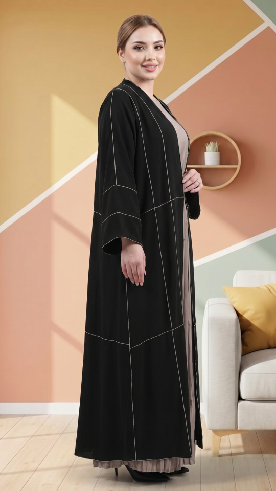 Wholesale Almond and Black CEY Modest Dress with Shrug
