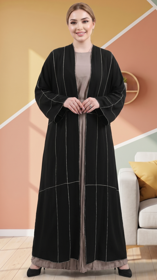 Wholesale Almond and Black CEY Modest Dress with Shrug