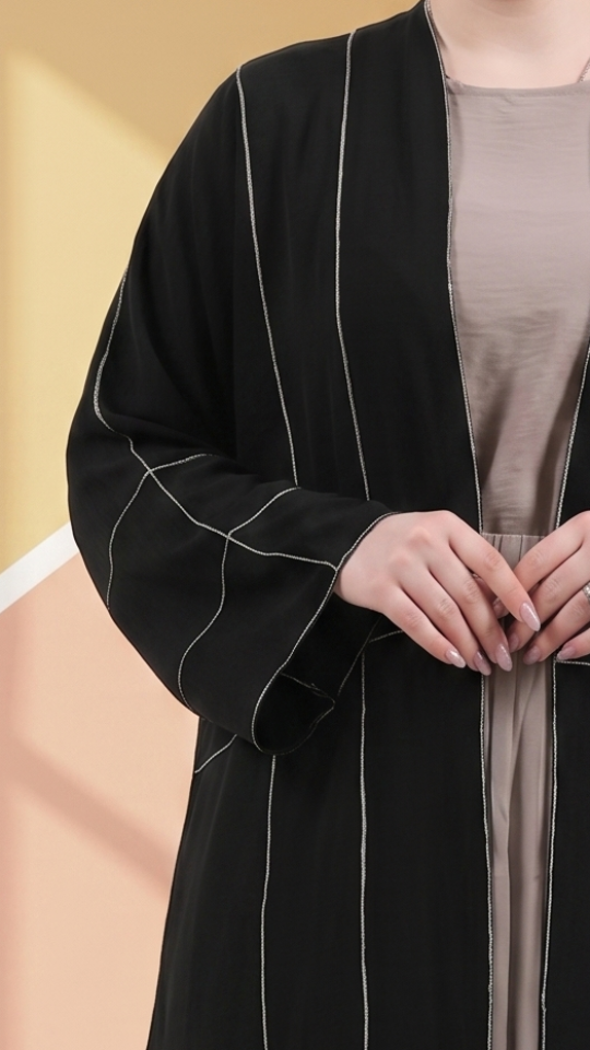 Wholesale Almond and Black CEY Modest Dress with Shrug