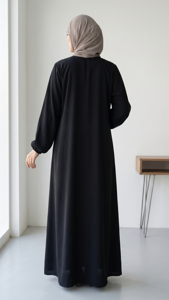 Black Abaya with Show Button