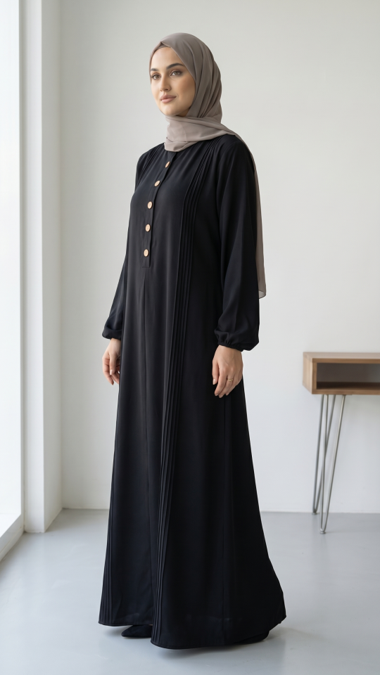 Black Abaya with Show Button