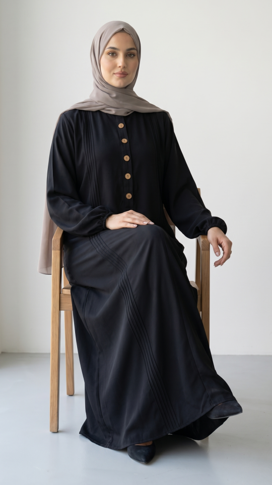 Black Abaya with Show Button
