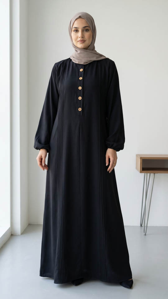 Black Abaya with Show Button