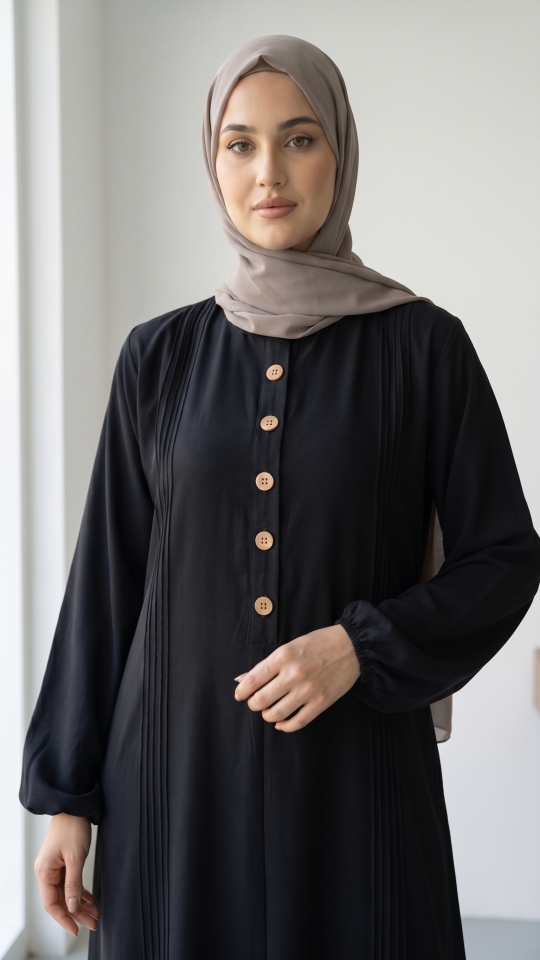 Black Abaya with Show Button