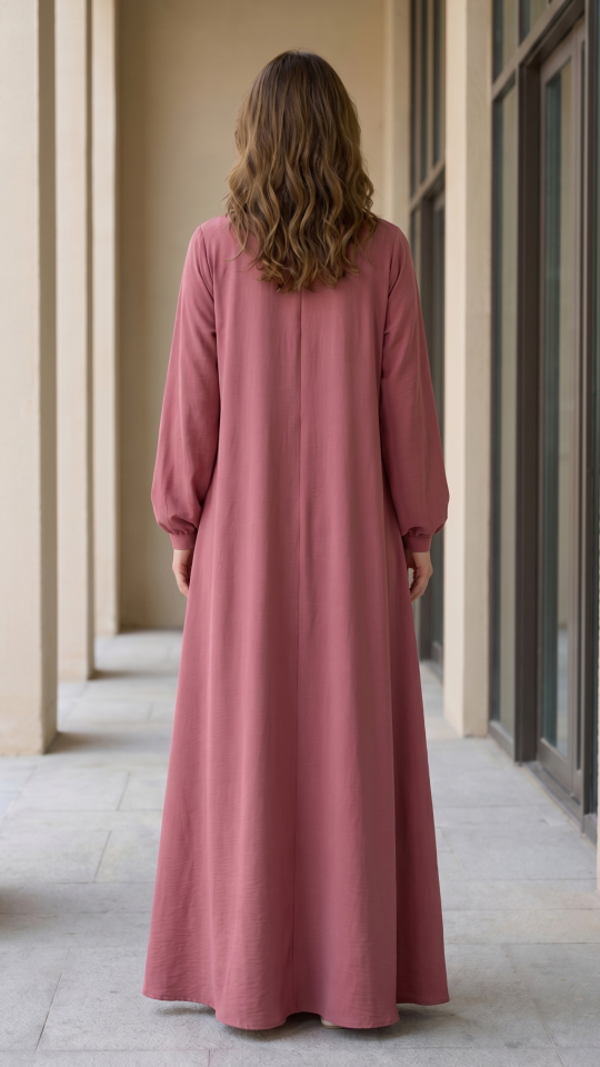 Wholesale Puce Pink Simple and Elegant Pleated Abaya 