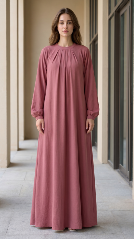 Wholesale Navy Blue Simple and Elegant Pleated Abaya 