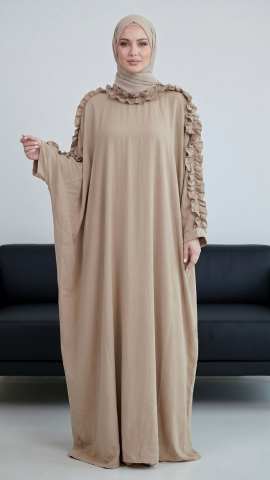 Wholesale Blush Pink Kaftan with Frill Work on the Sleeves and Neck