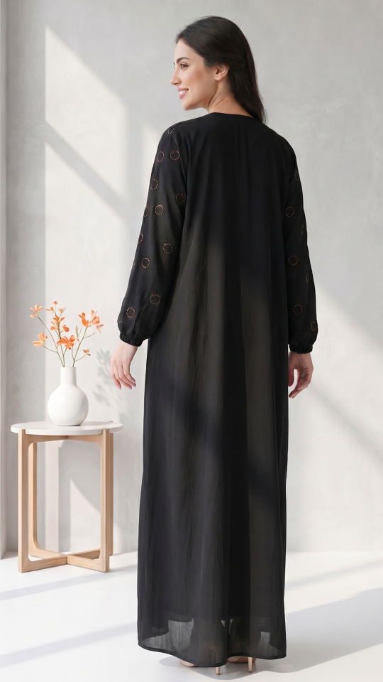 Wholesale Black Zoom Abaya with Handwork on the Sleeves