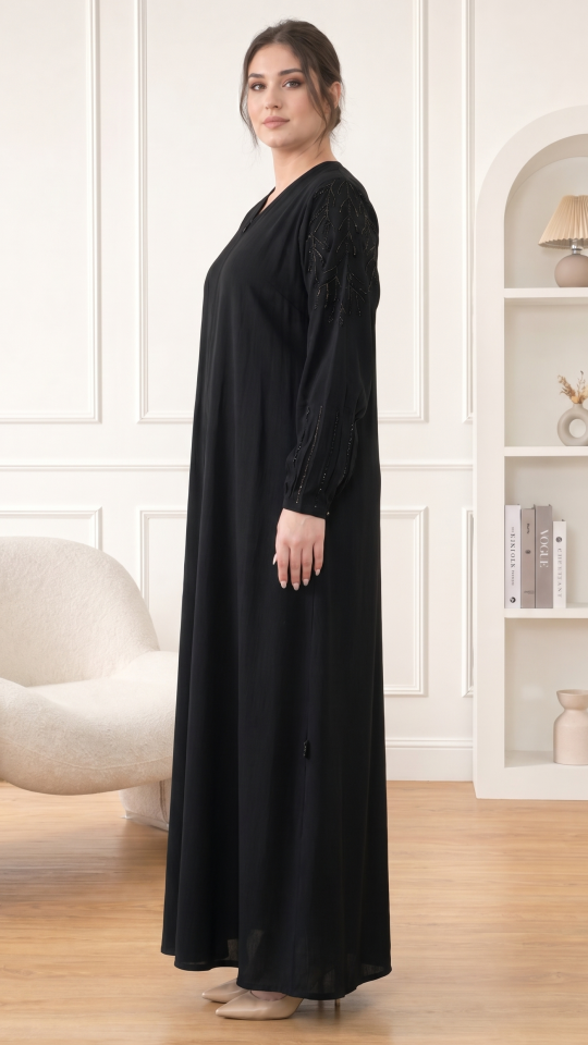 Wholesale Black Abaya by Zoom with Simple Handwork