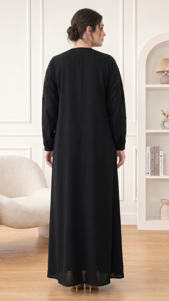 Wholesale Black Abaya by Zoom with Simple Handwork