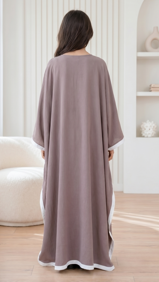 Wholesale  Brown and OffWhite Kids Kaftan with a Bow and Band Work 
