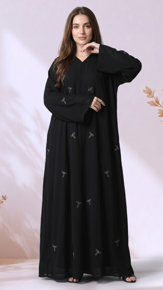 Bow Embroidered Stylish Abaya