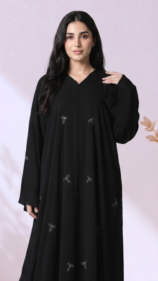 Bow Embroidered Stylish Abaya
