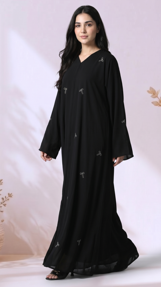 Bow Embroidered Stylish Abaya