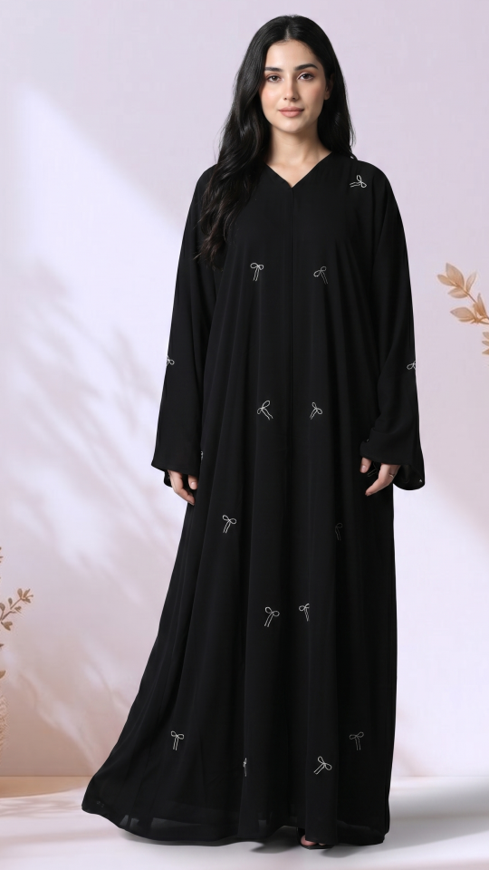 Bow Embroidered Stylish Abaya