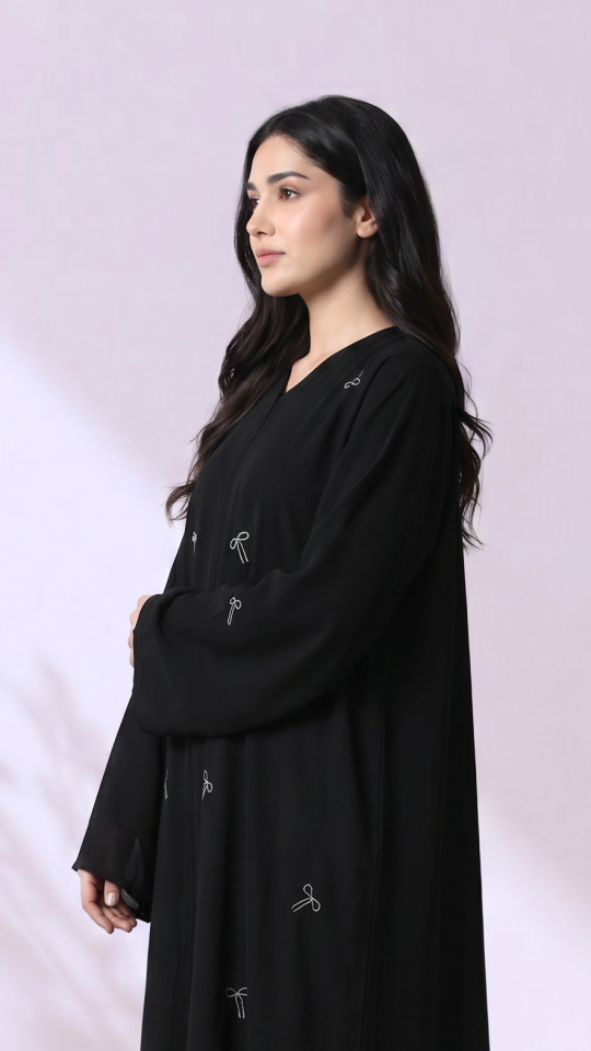 Bow Embroidered Stylish Abaya