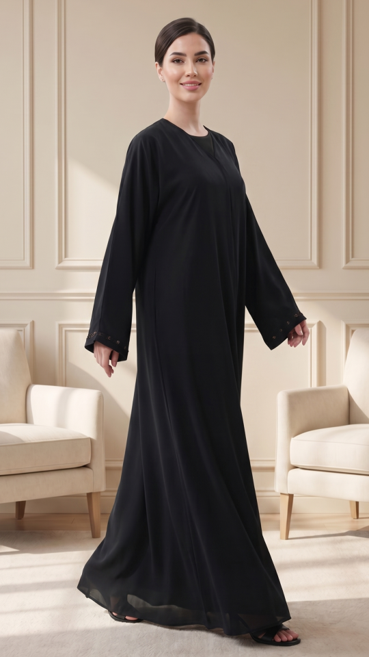 Elegant Nida Matte Abaya in Black
