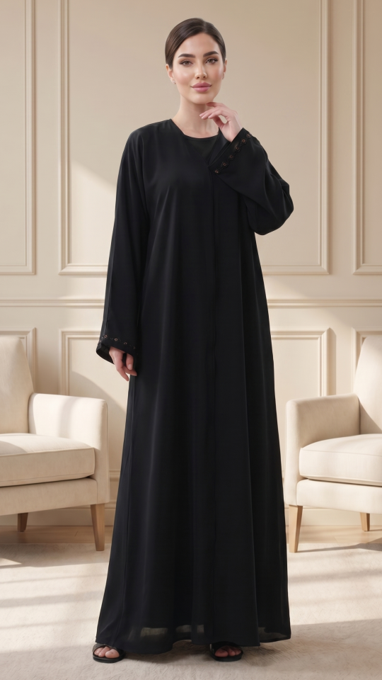 Elegant Nida Matte Abaya in Black