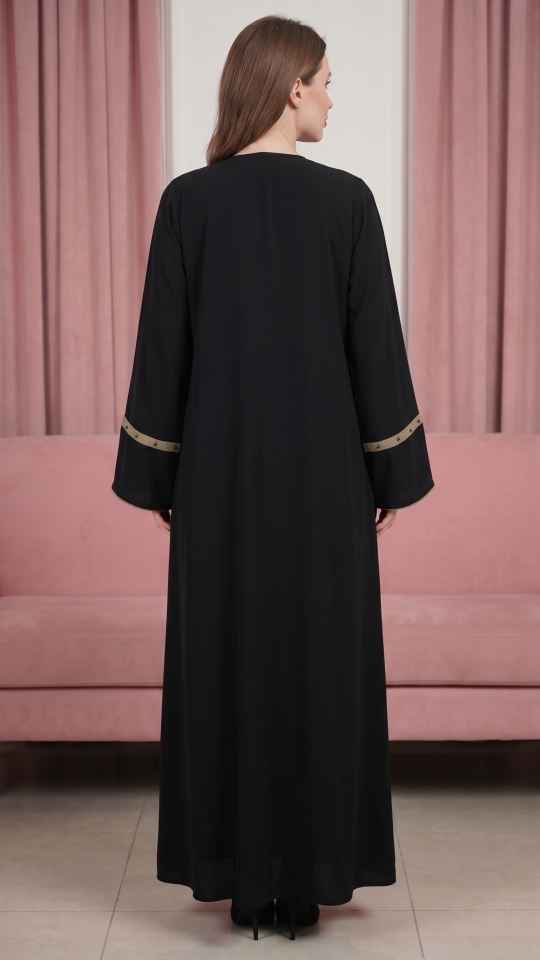 Wholesale Stylish Abaya with Pearl work and Piping on the Front and Sleeves