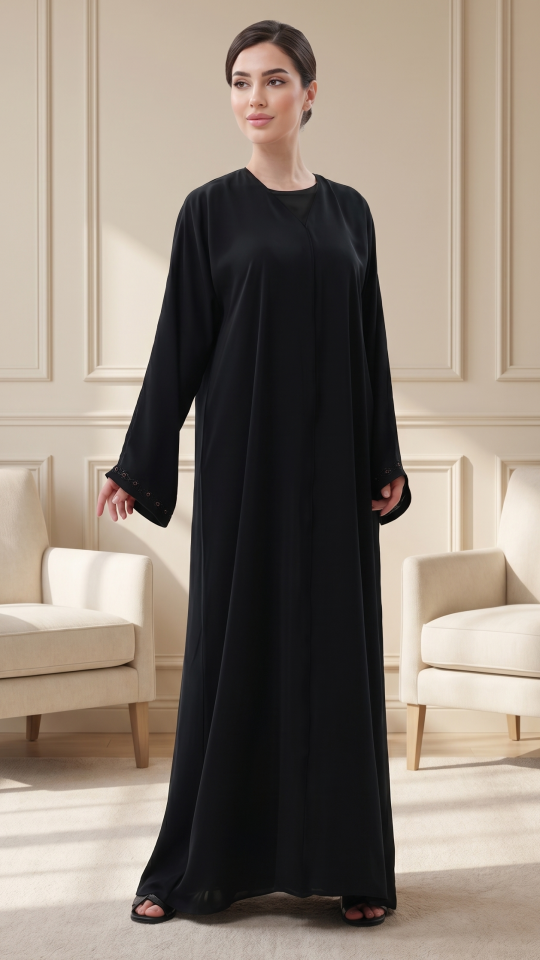 Elegant Nida Matte Abaya in Black