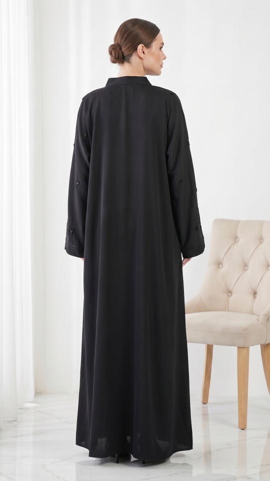 Black Nuha Elegant Hand Work Abaya