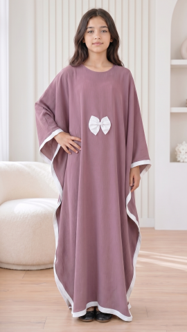 Wholesale Navy Blue and Off White Kids Kaftan with a Bow and Band Work 