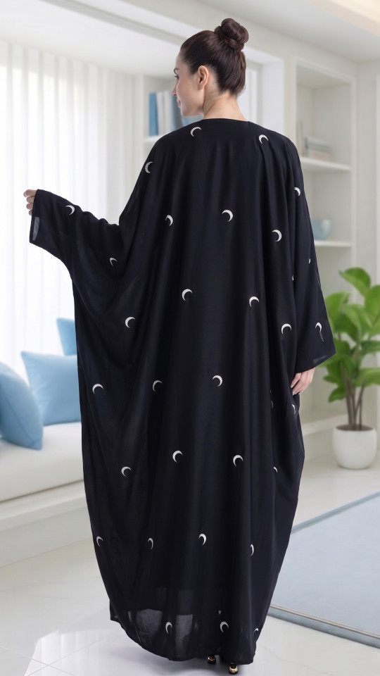 Stylish Moon Abaya In Black