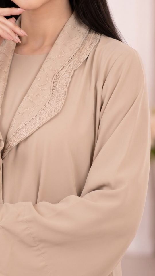 Bulk Elegant Collared Shrug Abaya with Beautiful Handwork 