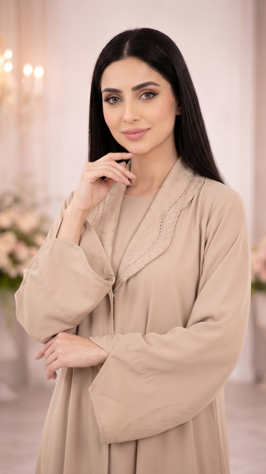 Bulk Elegant Collared Shrug Abaya with Beautiful Handwork 