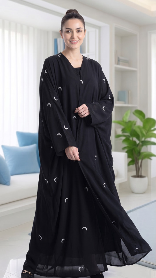 Stylish Moon Abaya In Black