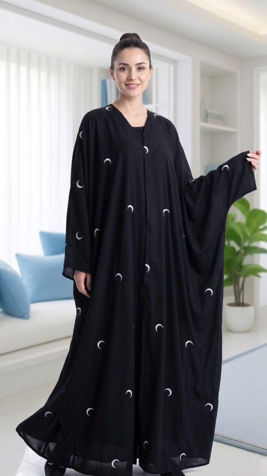 Stylish Moon Abaya In Black