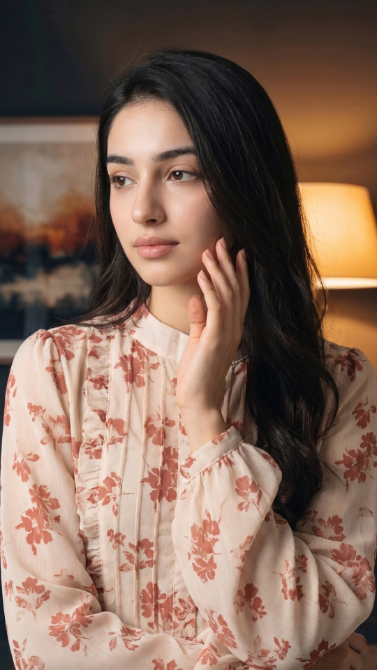 OffWhite FloralPrinted Modest Dress 