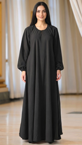 Traditional Abaya with Elastic Sleeve Bottoms in Peanut Brown
