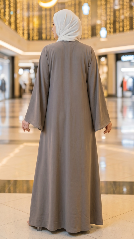 Brown and Off White CEY Modest Dress with a Trench Coat and Show Buttons on the Front