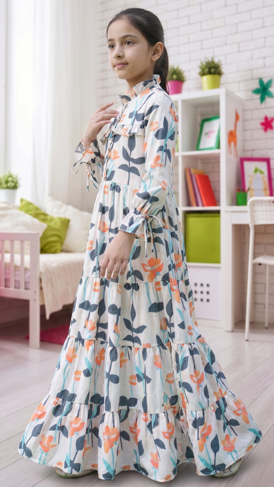Offwhite Kids Floral Printed Modest Dress