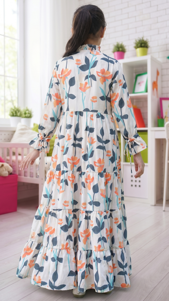 Offwhite Kids Floral Printed Modest Dress