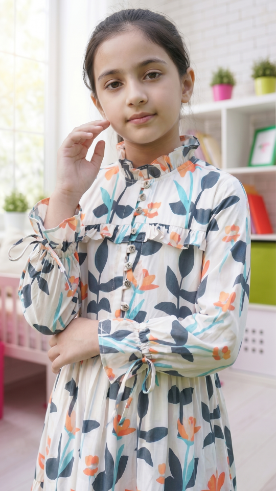 Offwhite Kids Floral Printed Modest Dress