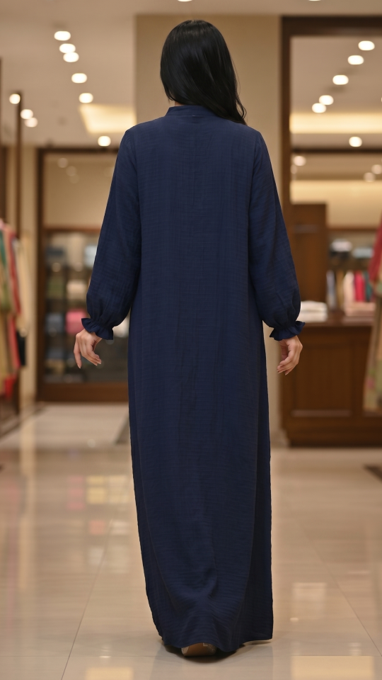 Bulk Traditional Abaya with Show Buttons in Navy Blue