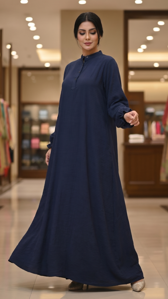 Bulk Traditional Abaya with Show Buttons in Navy Blue