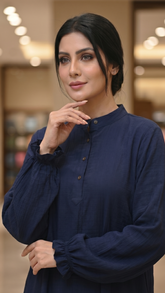 Bulk Traditional Abaya with Show Buttons in Navy Blue