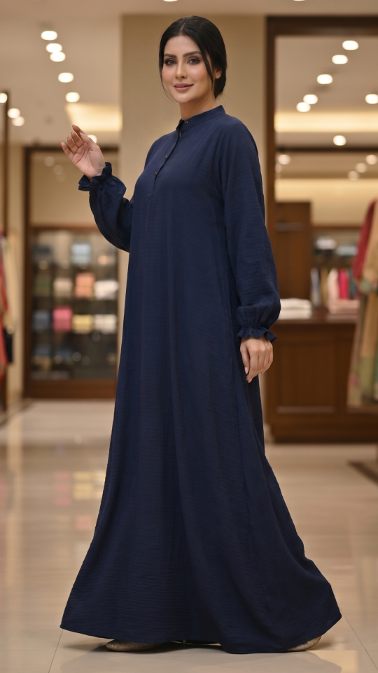 Bulk Traditional Abaya with Show Buttons in Navy Blue