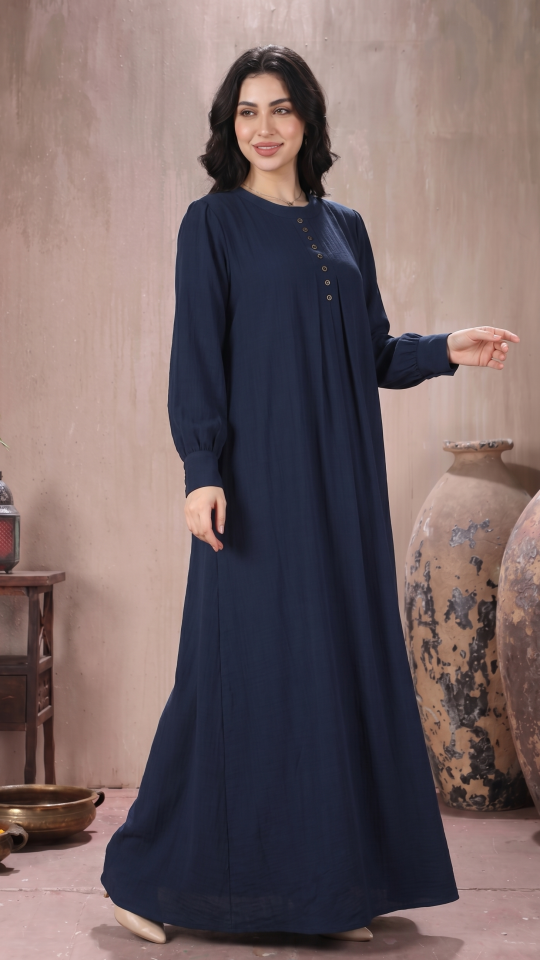 Wholesale Navy Blue Gorgeous Abaya with Show Buttons 