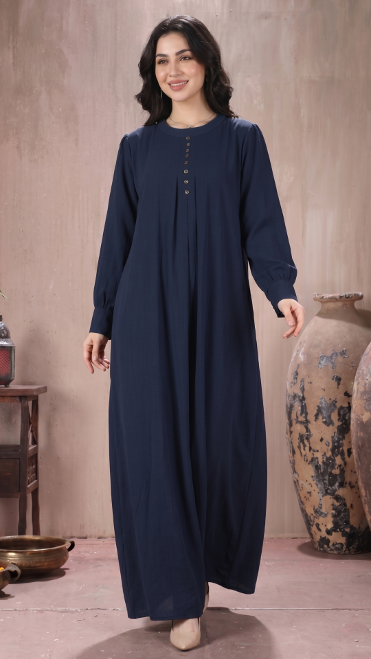 Wholesale Navy Blue Gorgeous Abaya with Show Buttons 