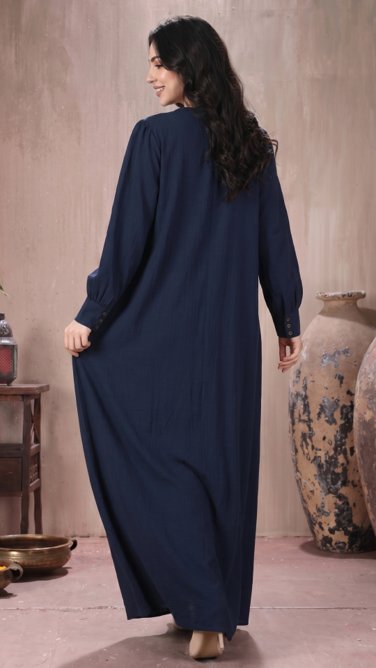 Wholesale Navy Blue Gorgeous Abaya with Show Buttons 