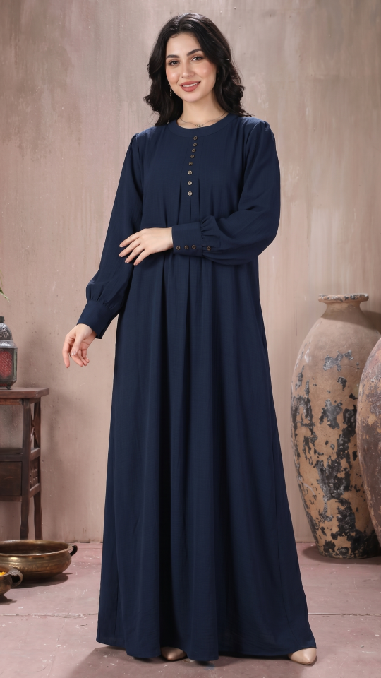 Wholesale Navy Blue Gorgeous Abaya with Show Buttons 