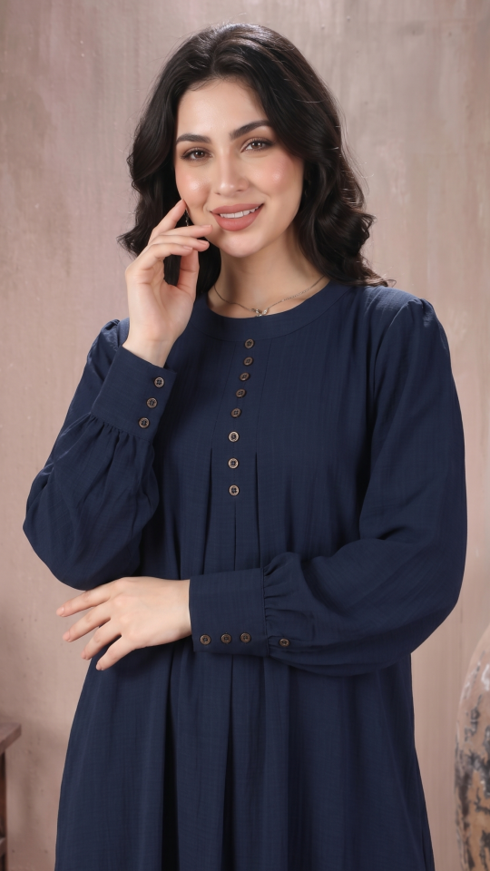 Wholesale Navy Blue Gorgeous Abaya with Show Buttons 