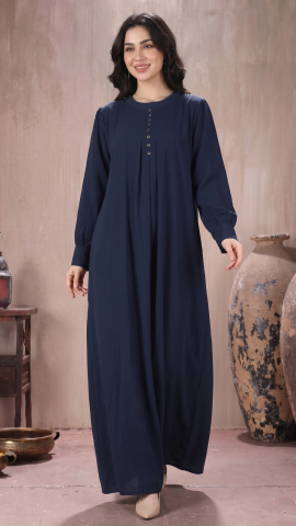 Wholesale Navy Blue Gorgeous Abaya with Show Buttons 