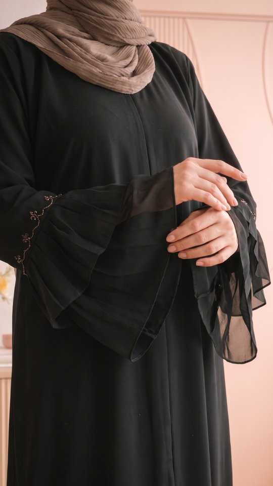  Stylish Abaya With Hand Work In Black