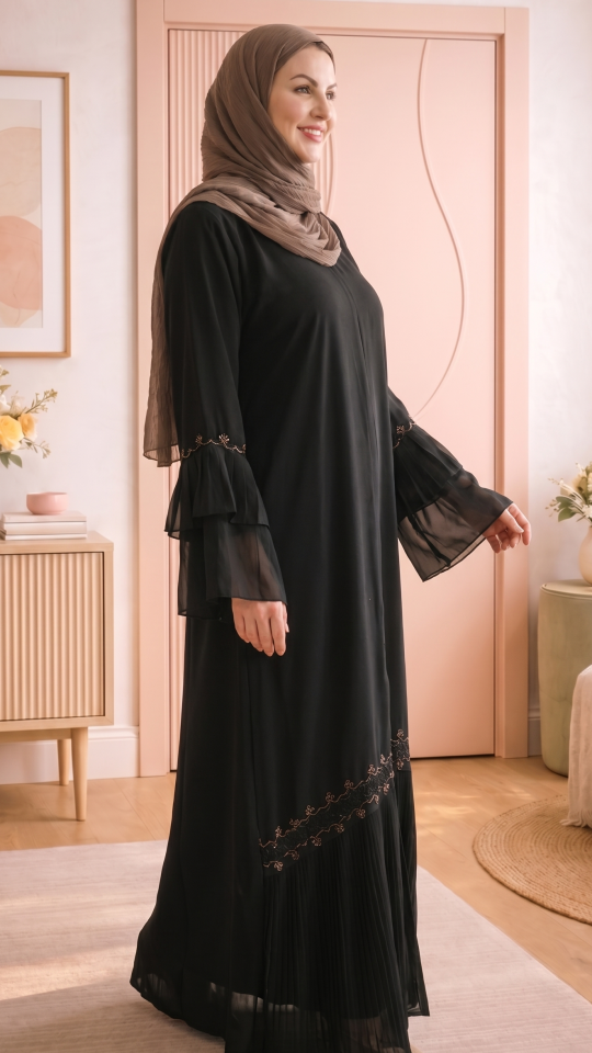 Stylish Abaya With Hand Work In Black
