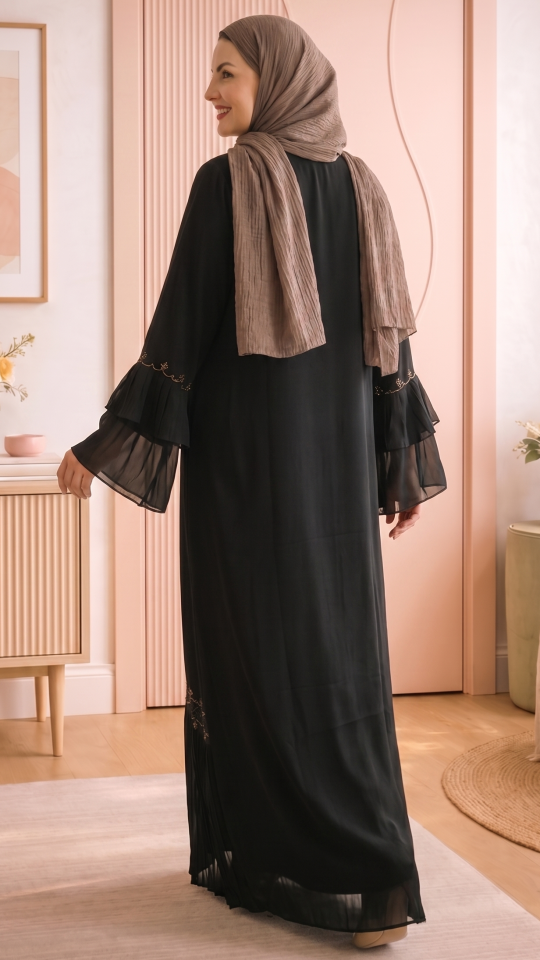  Stylish Abaya With Hand Work In Black